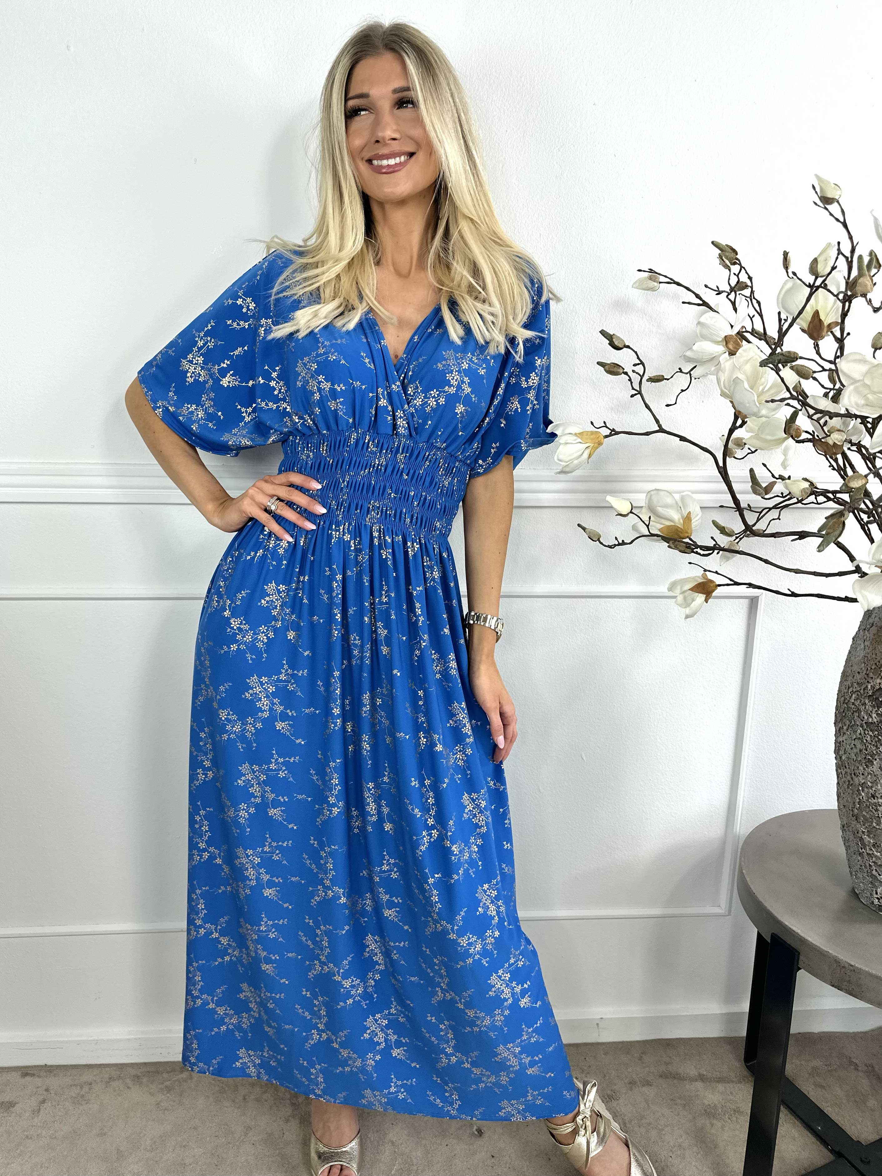 Pams Gold - Ensfarvet kjole i elastisk stof med gulddetaljer